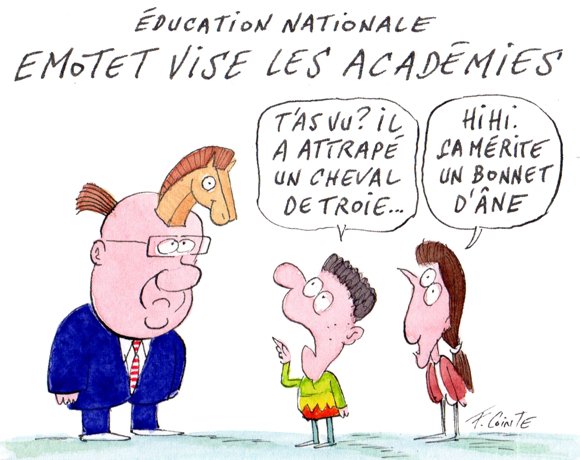 Dessin: Emotet : le monde français de l’éducation dans une situation préoccupante